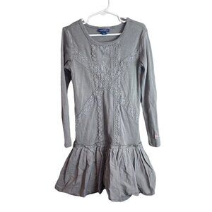 Naartjie Kids Girls Ruffle Long Sleeve Dress Tunic Gray Sz 7 Boutique
